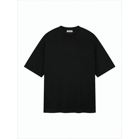 Fear Of God Boxy Black Short-Sleeve T-Shirt With Tonal Lettering - NWT